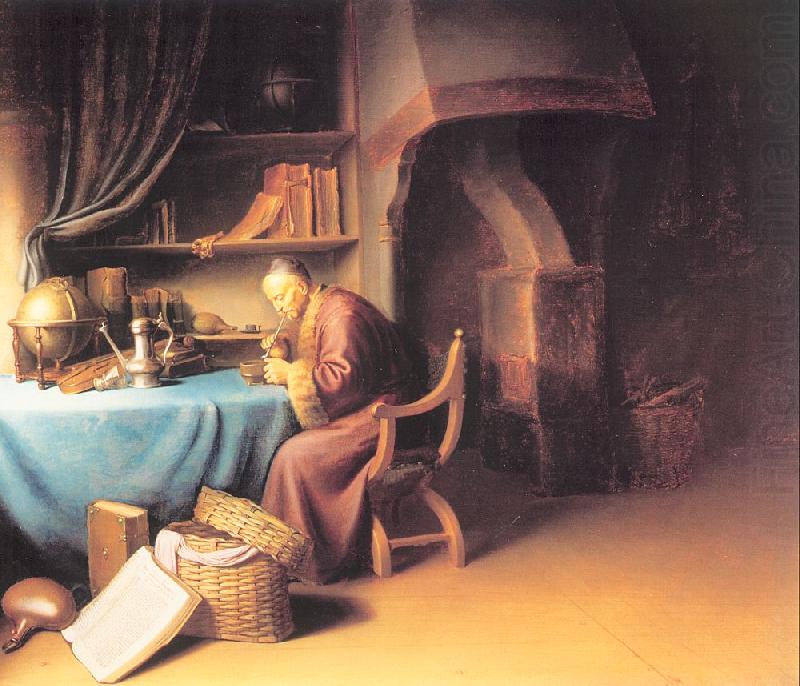 Old Man Lighting a Pipe, DOU, Gerrit